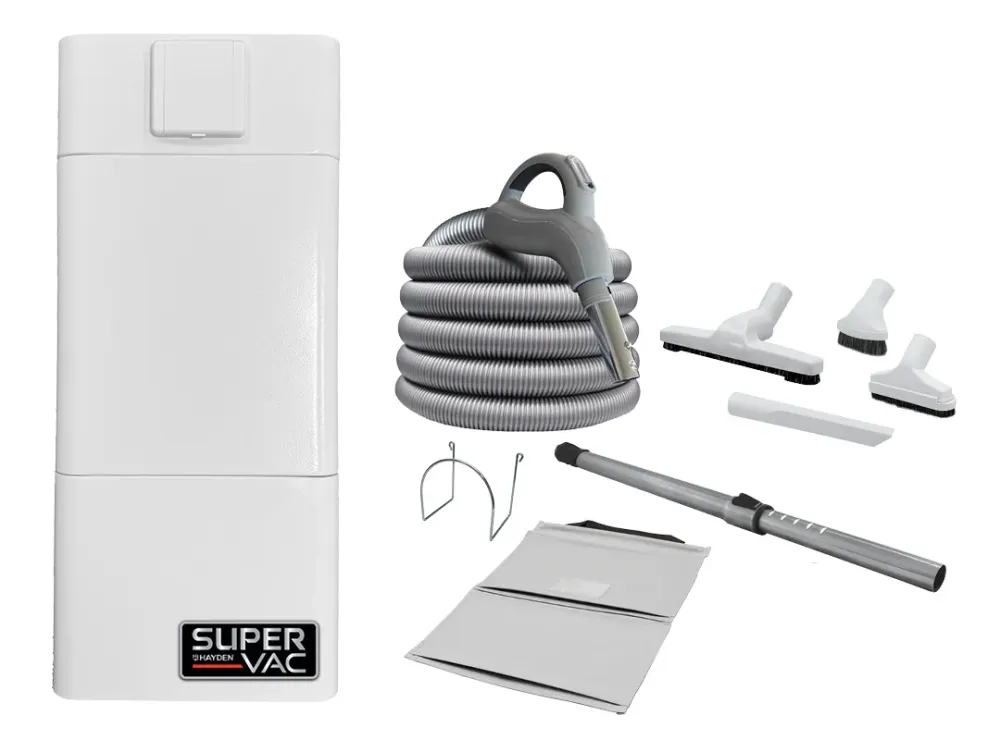 Aspirateur central SuperVac 30 avec ensemble d'accessoires arrêt/départ - Flexible 12,19 m